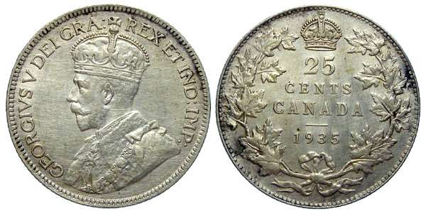 Canadian 25 cent Silver coin in Extremely Fine Condition