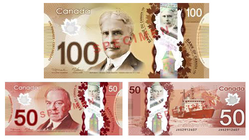 Canadian $50 and $100 polymer banknotes